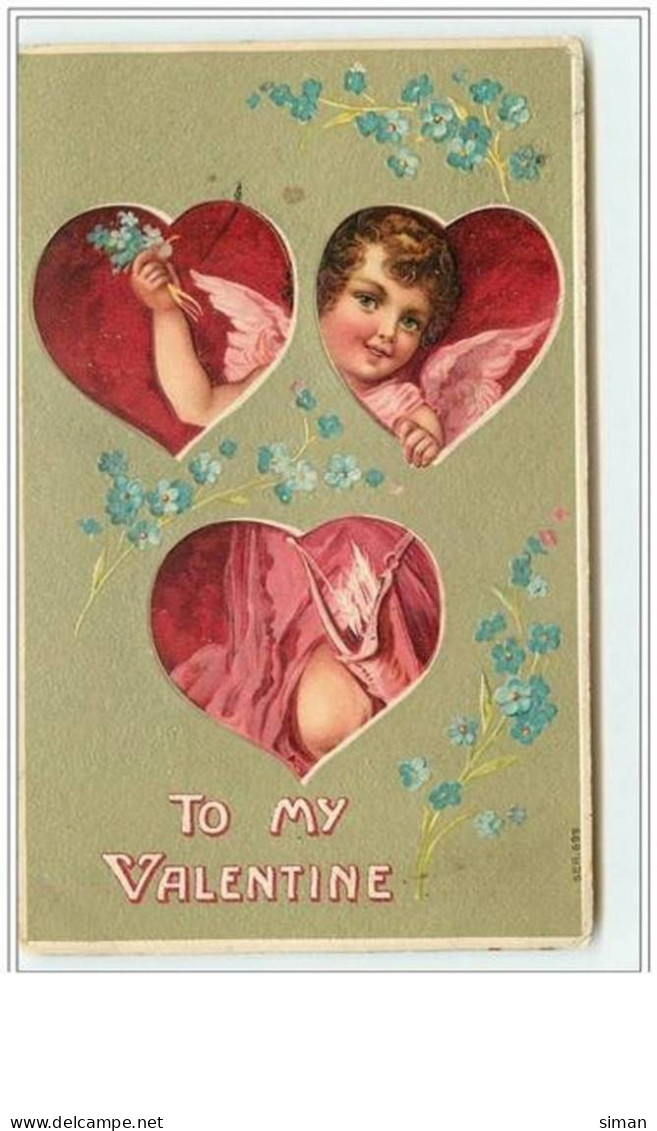 N°600 - Carte Gaufrée - To My Valentine - Angelot - Saint-Valentin