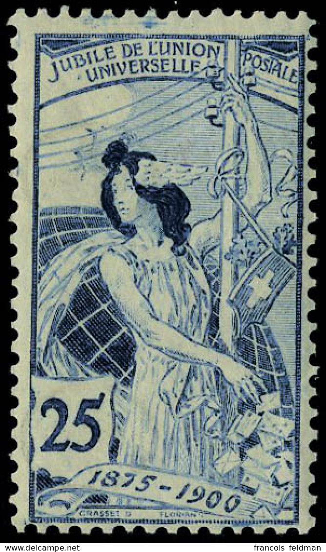 Neuf Sans Charnière N° 91, 25c Bleu UPU Gravure Fine Superbe - Autres & Non Classés