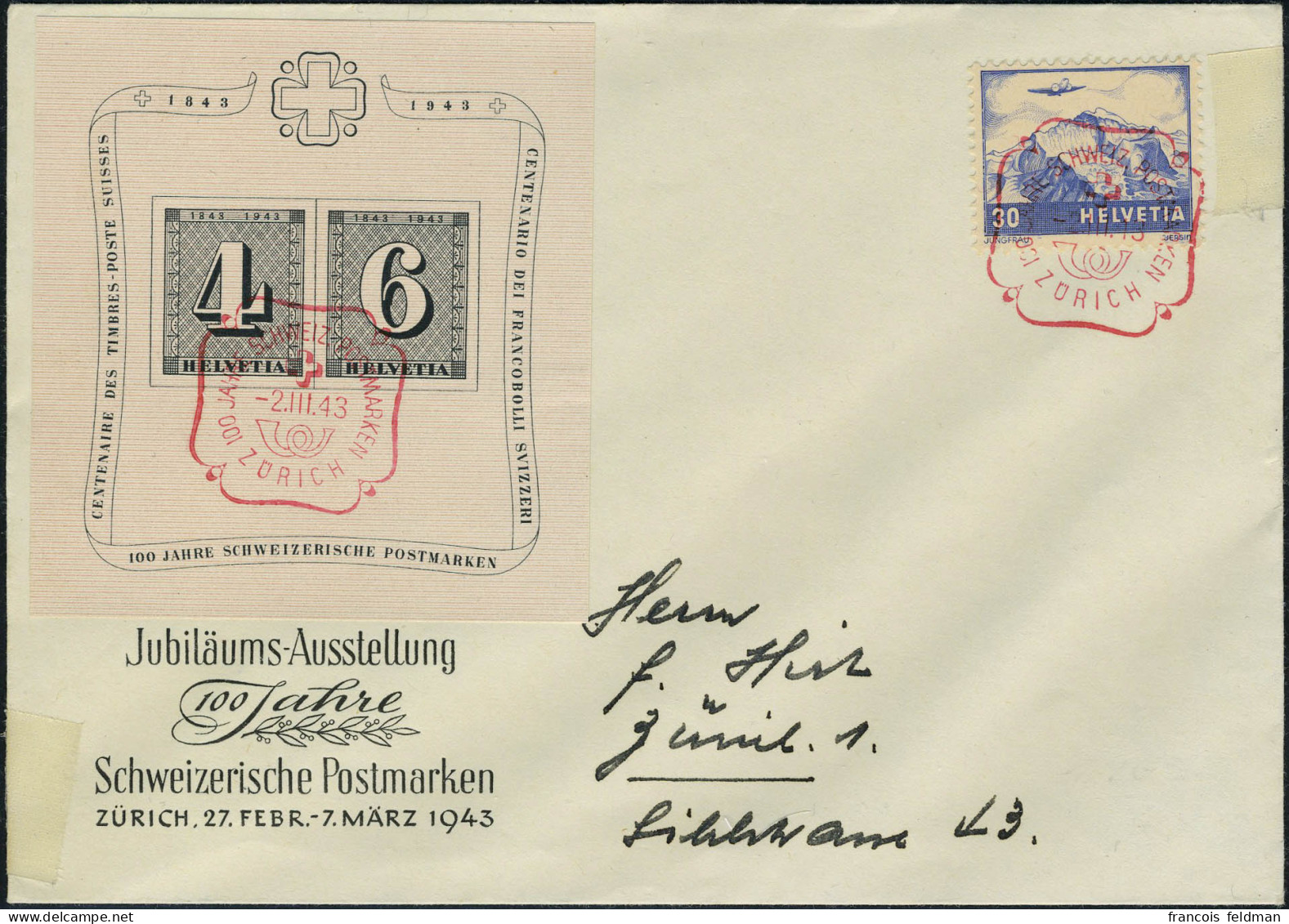 Lettre N° 9 + 12 + 13 + 15, Les 4 BF Sur 4 Enveloppes  Correspondant à L'Exposition, TB - Zumstein 520 FS - Other & Unclassified