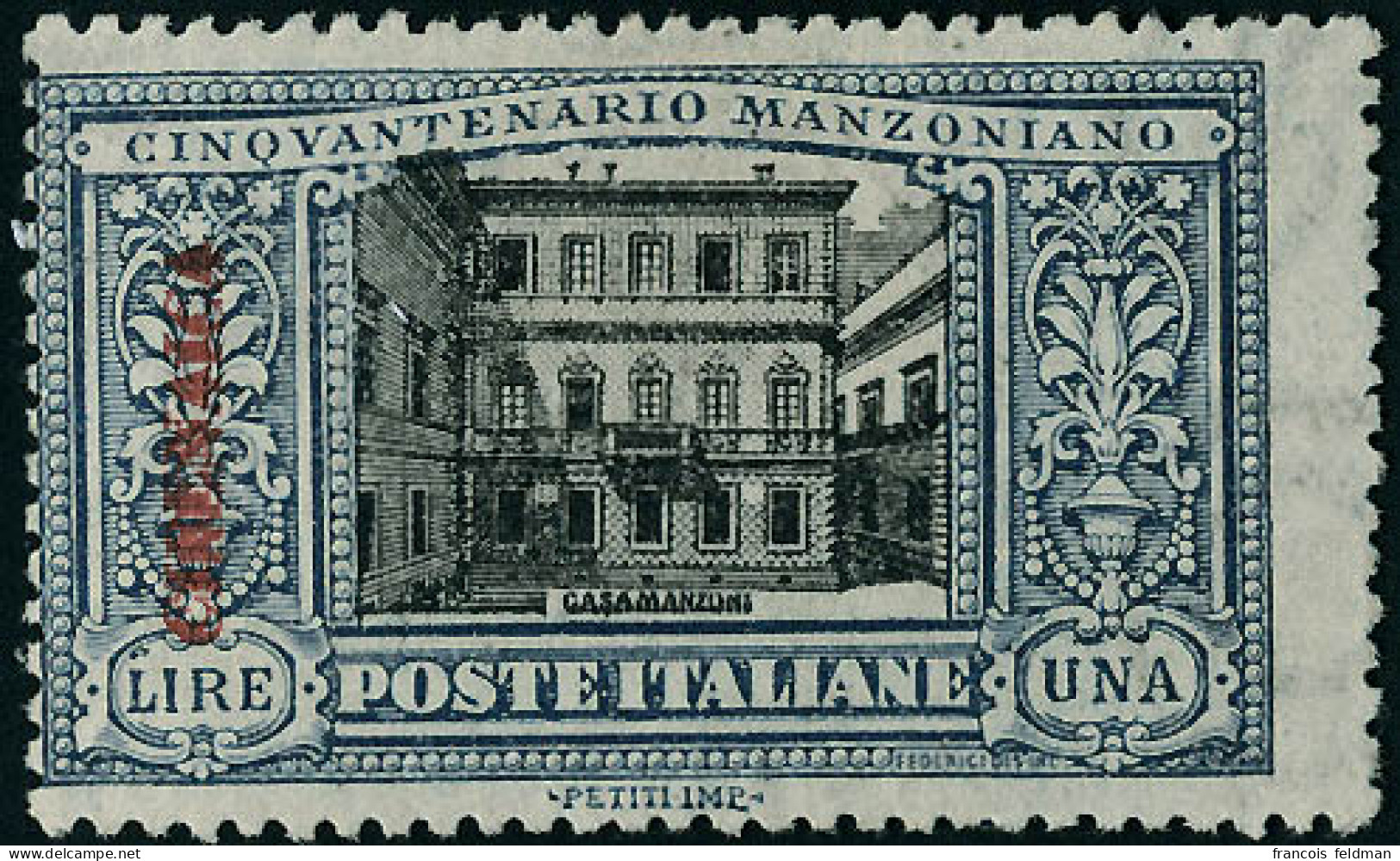 Neuf Avec Charnière N°15b. 1 L Manzoni. Double Surcharge. T.B. Rare (toujours Décentré). Sassone - Otros & Sin Clasificación