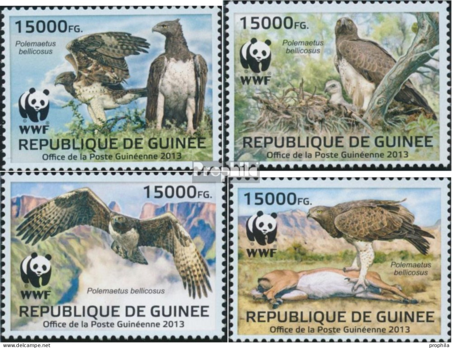 Guinea 9865-9868 (kompl. Ausgabe) Postfrisch 2013 WWF - Greifvögel - Guinée (1958-...)
