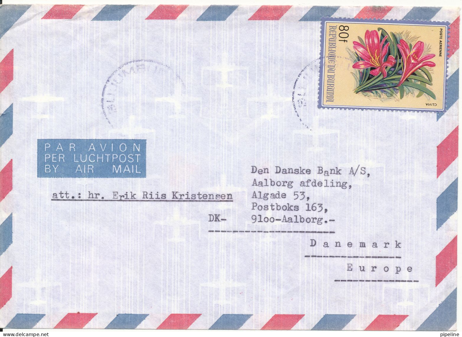 Burundi Air Mail Cover Sent To Denmark Single Franked - Usati