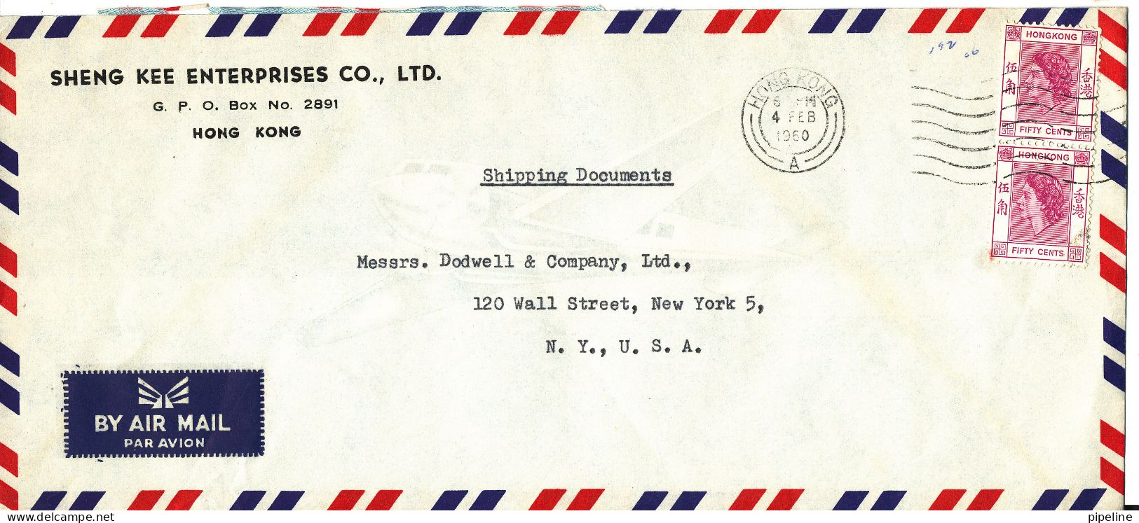 Hong Kong Air Mail Cover Sent To USA 4-2-1960 - Lettres & Documents