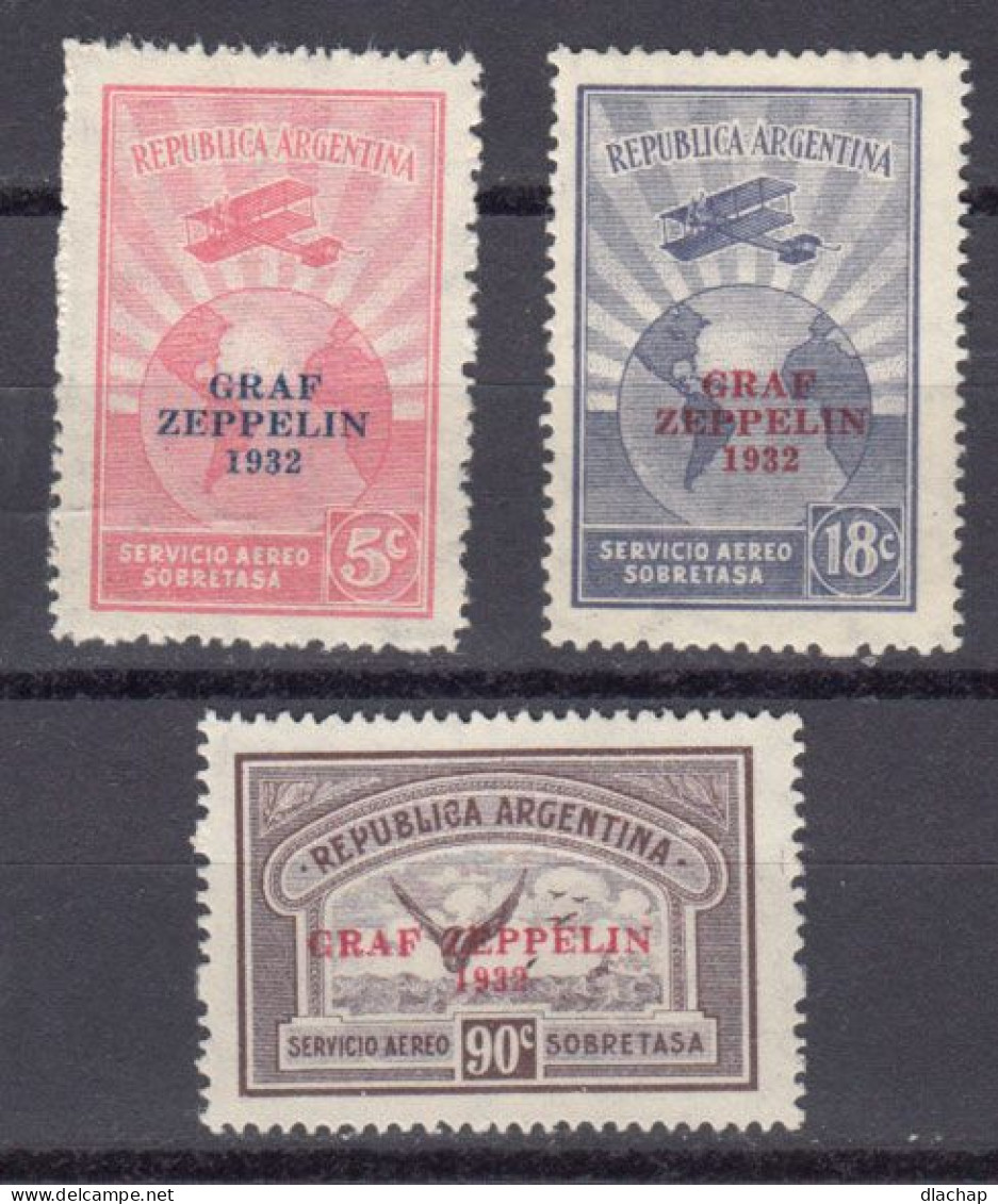 Argentine Poste Aerienne 1932 Yvert 19 M / 19 P ** Neufs Sans Charniere. Graf Zeppelin 1932 - Posta Aerea