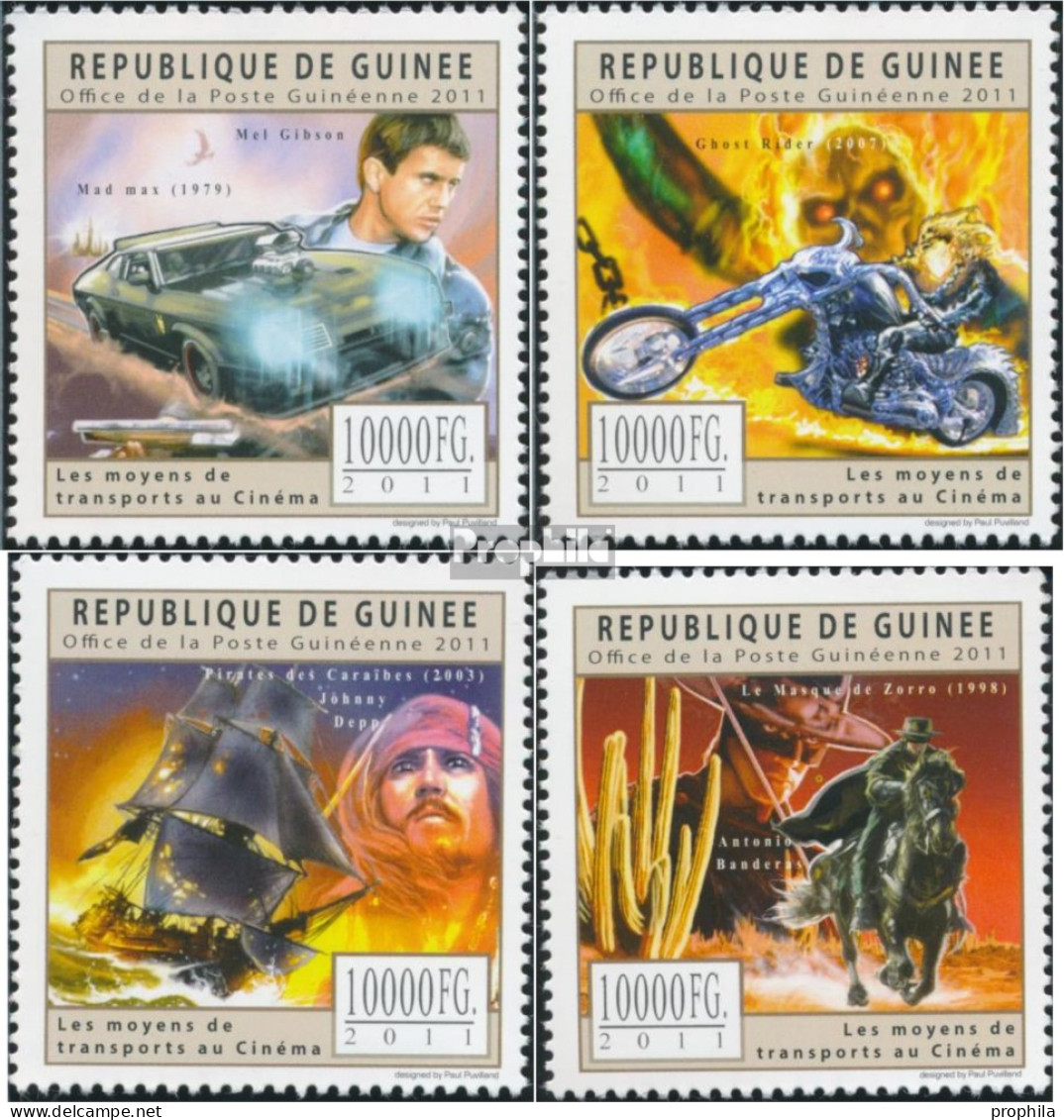 Guinea 8989-8992 (kompl. Ausgabe) Postfrisch 2011 Kino - Guinée (1958-...)
