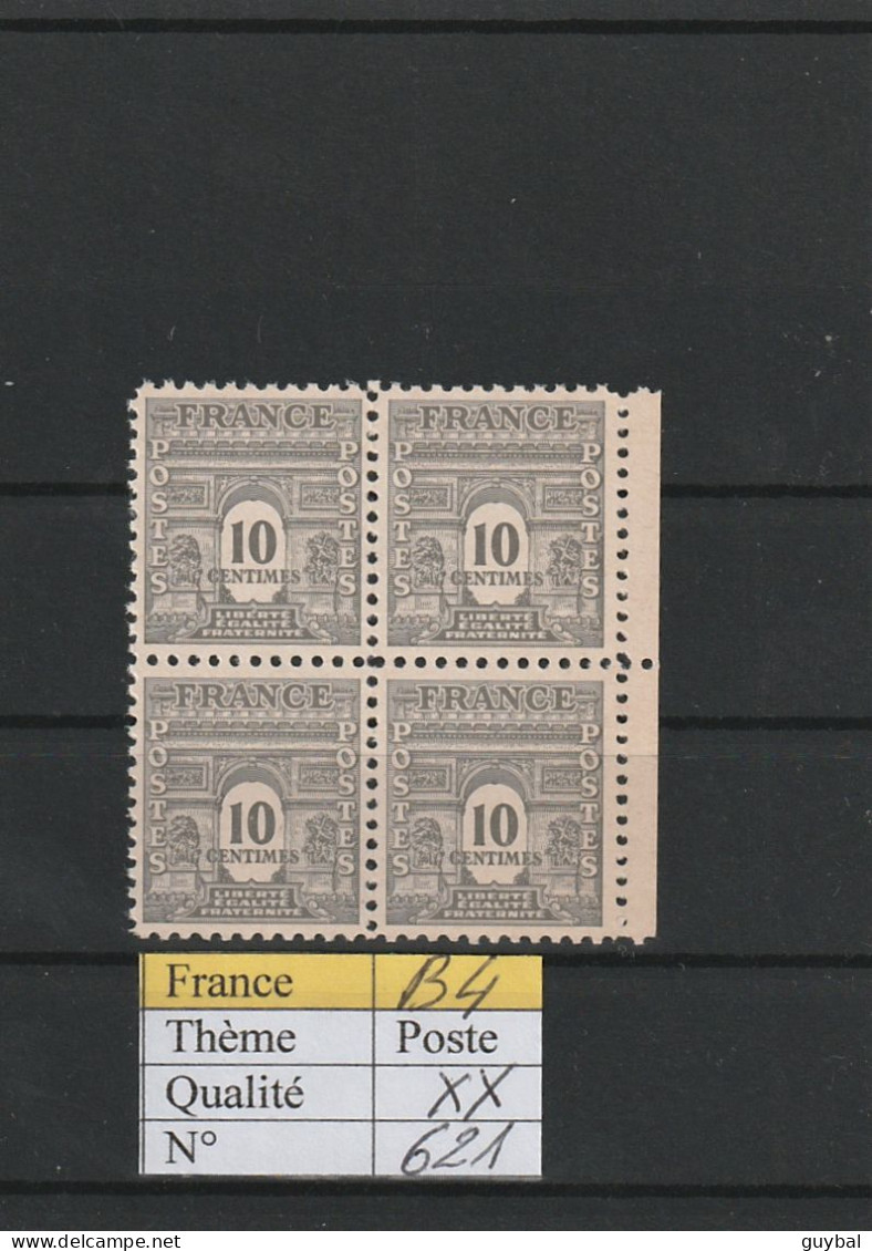 France - Gouvernement Provisoire - 621** - Bloc De 4 - 1944-45 Arc De Triomphe