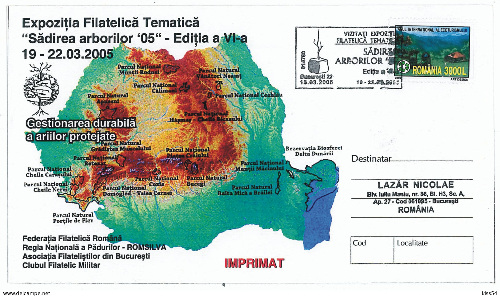 COV 56 - 1130 REFORESTATION, Romania - Cover - Used - 2005 - Natur