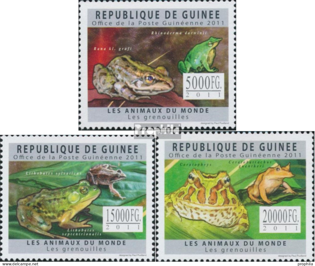 Guinea 8870-8872 (kompl. Ausgabe) Postfrisch 2011 Frösche - Guinée (1958-...)