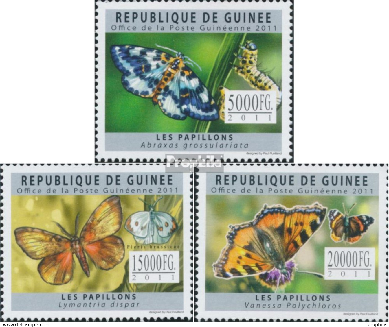 Guinea 8864-8866 (kompl. Ausgabe) Postfrisch 2011 Schmetterlinge - Guinée (1958-...)