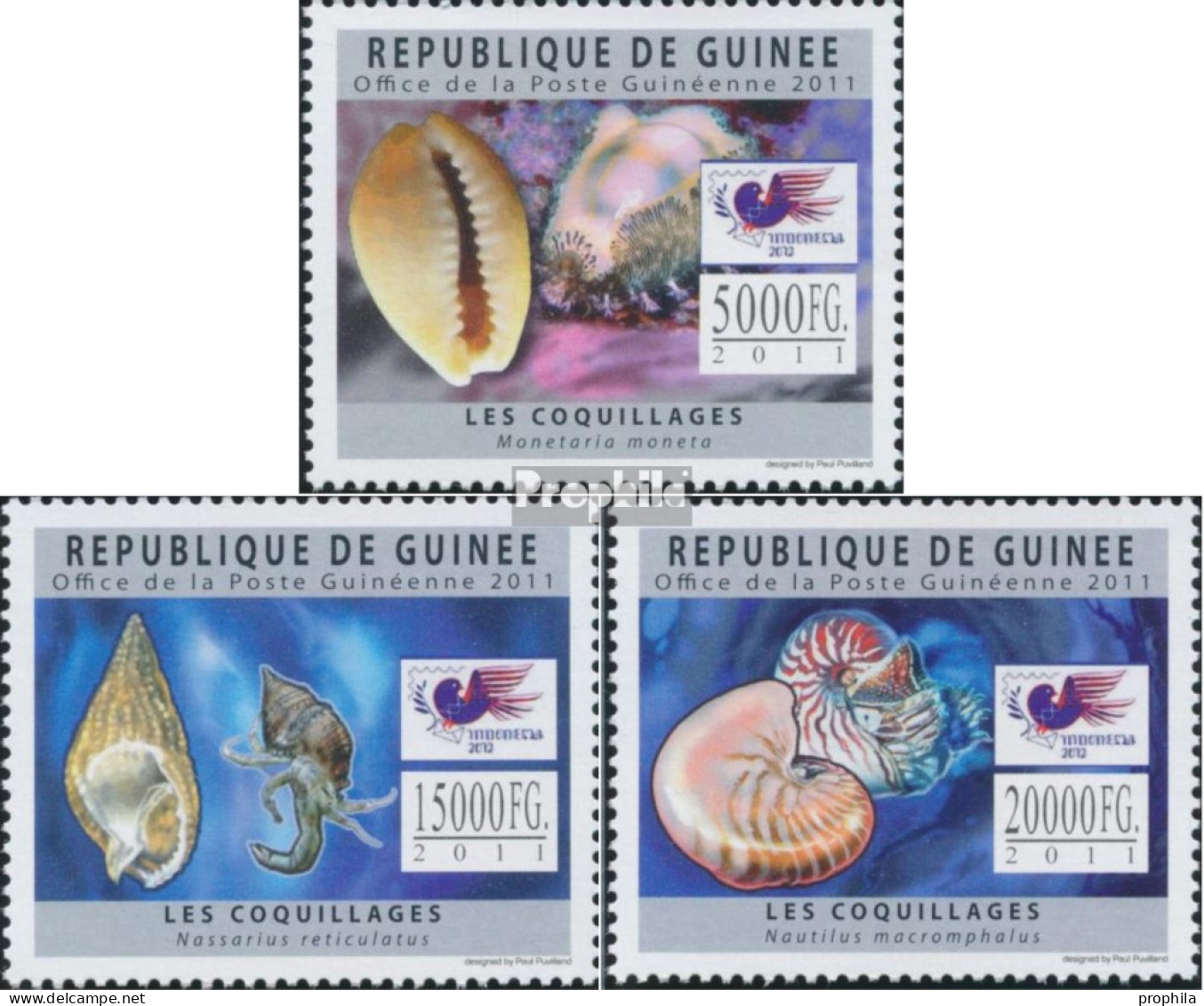 Guinea 8861-8863 (kompl. Ausgabe) Postfrisch 2011 Muscheln - Guinée (1958-...)