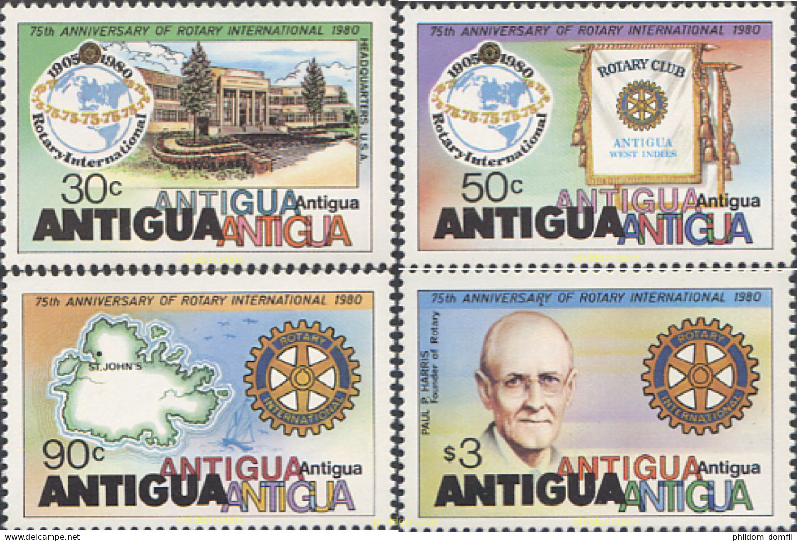 282744 MNH ANTIGUA 1980 75 ANIVERSARIO DEL ROTARY CLUB INTERNACIONAL - Other & Unclassified