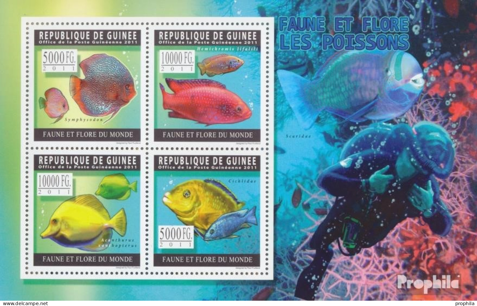 Guinea 8294-8297 Kleinbogen (kompl. Ausgabe) Postfrisch 2011 Fische - Guinée (1958-...)