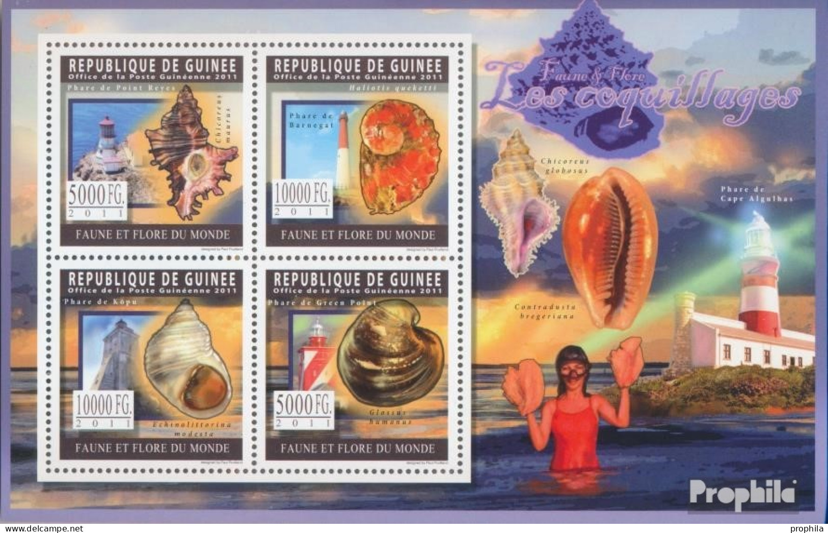 Guinea 8289-8292 Kleinbogen (kompl. Ausgabe) Postfrisch 2011 Muscheln - Guinée (1958-...)