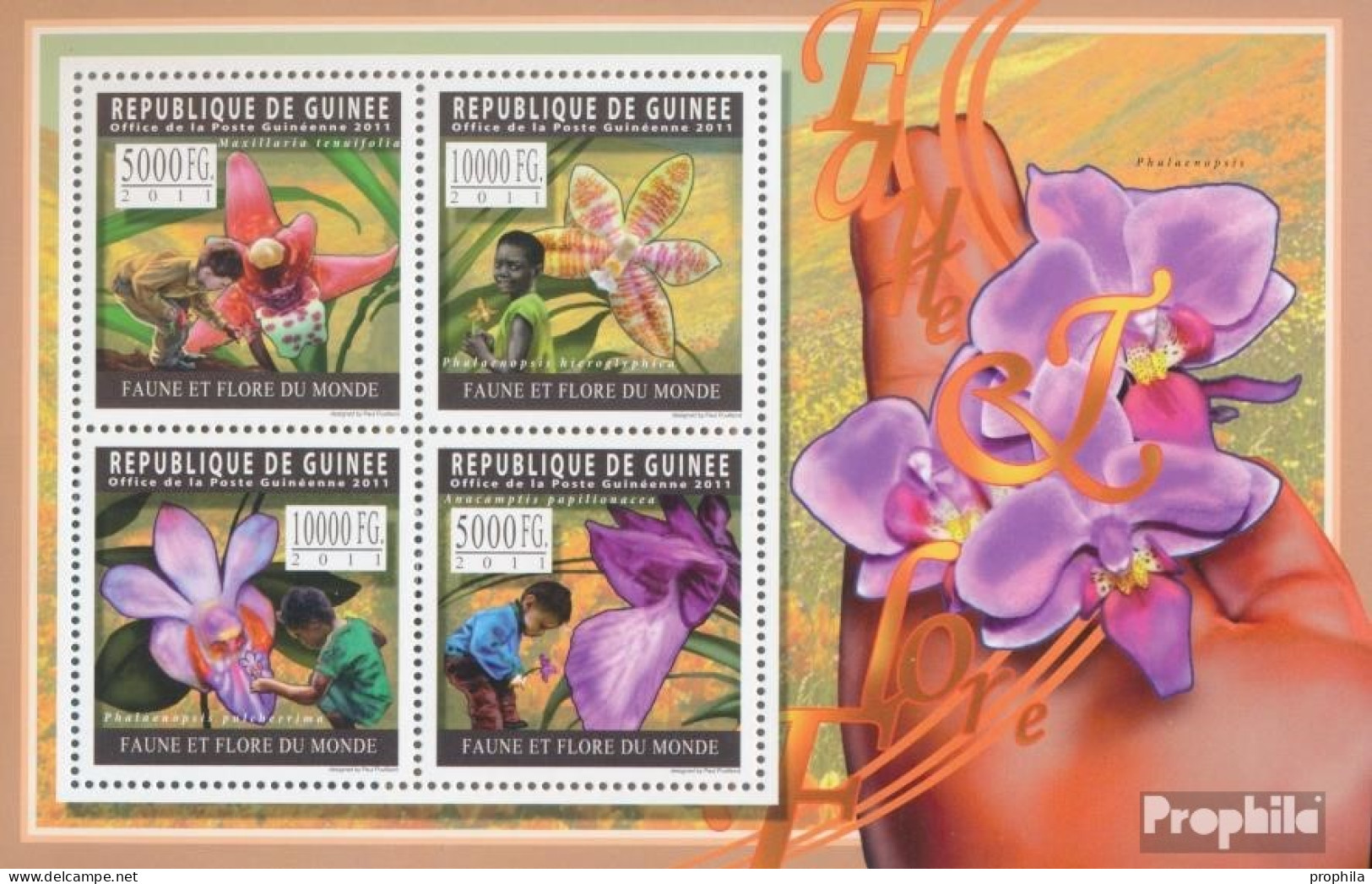 Guinea 8279-8282 Kleinbogen (kompl. Ausgabe) Postfrisch 2011 Orchideen - Guinée (1958-...)