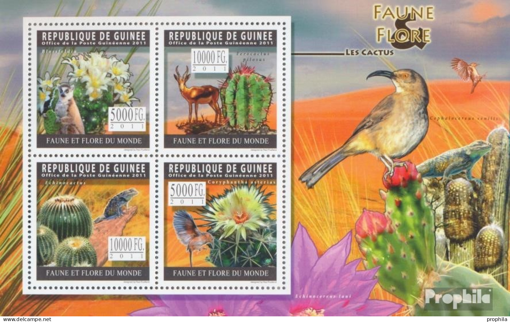 Guinea 8274-8277 Kleinbogen (kompl. Ausgabe) Postfrisch 2011 Kakteen Und Tiere - Guinée (1958-...)