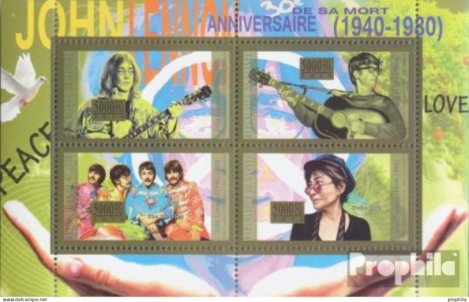 Guinea 7972-7975 Kleinbogen (kompl. Ausgabe) Postfrisch 2010 70. Geburtstag Von John Lennon - Guinée (1958-...)