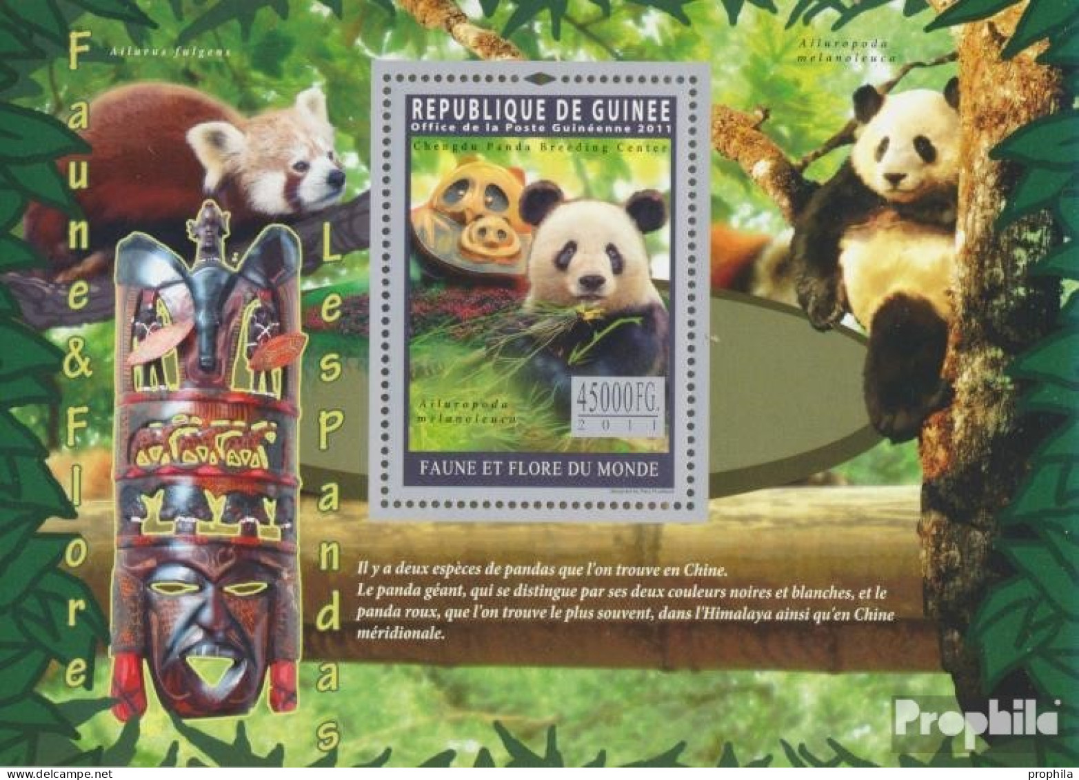 Guinea Block 1945 (kompl. Ausgabe) Postfrisch 2011 Pandas - Guinée (1958-...)