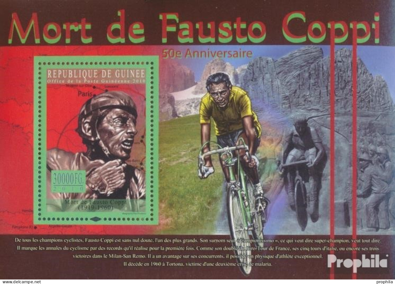 Guinea Block 1856 (kompl. Ausgabe) Postfrisch 2010 Fausto Coppi (1919-1960) - Guinée (1958-...)