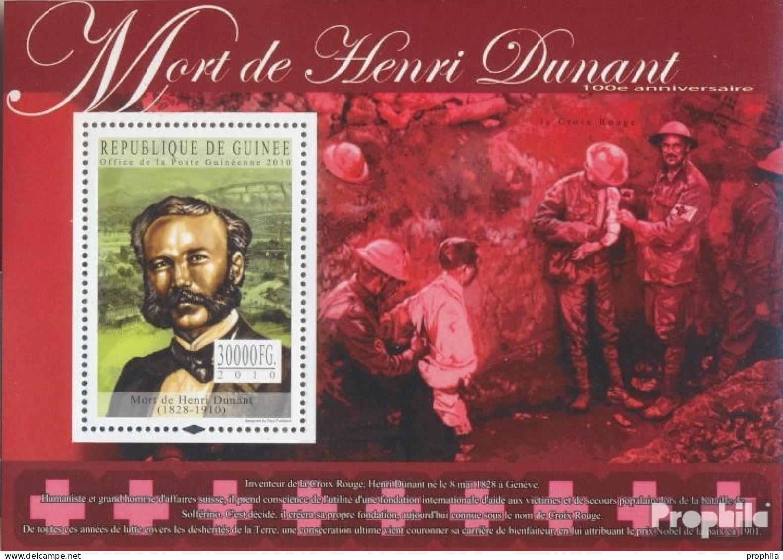 Guinea Block 1849 (kompl. Ausgabe) Postfrisch 2010 Henri Dunant (1828-1910) - Guinée (1958-...)