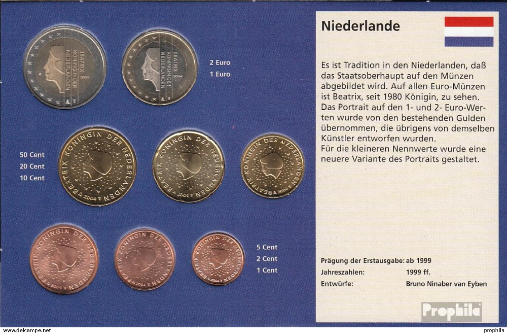 Niederlande 2004 Stgl./unzirkuliert Kursmünzensatz Stgl./unzirkuliert 2004 EURO Nachauflage - Paesi Bassi