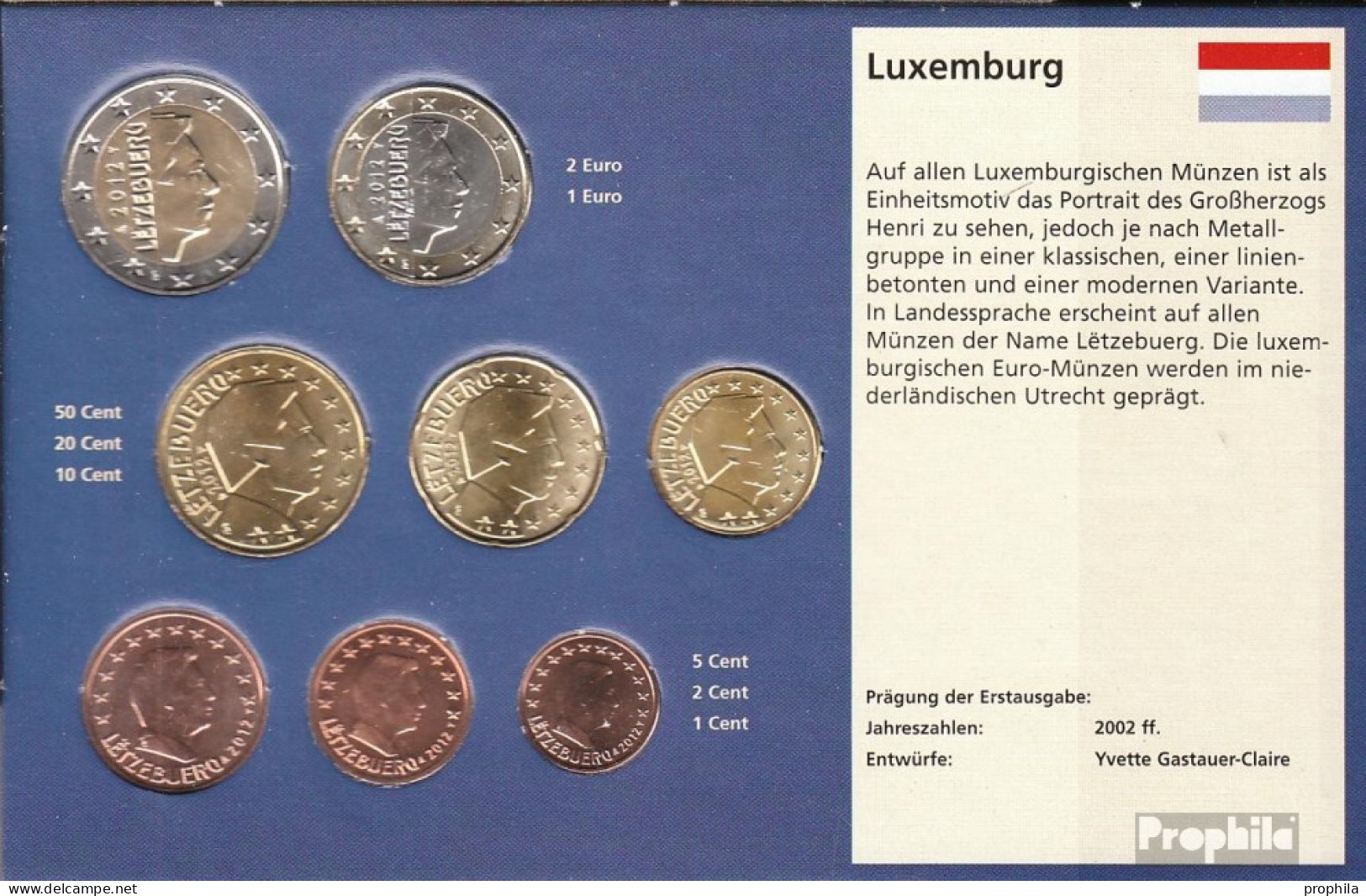 Luxemburg 2012 Stgl./unzirkuliert Kursmünzensatz Stgl./unzirkuliert 2012 EURO Nachauflage - Luxemburg