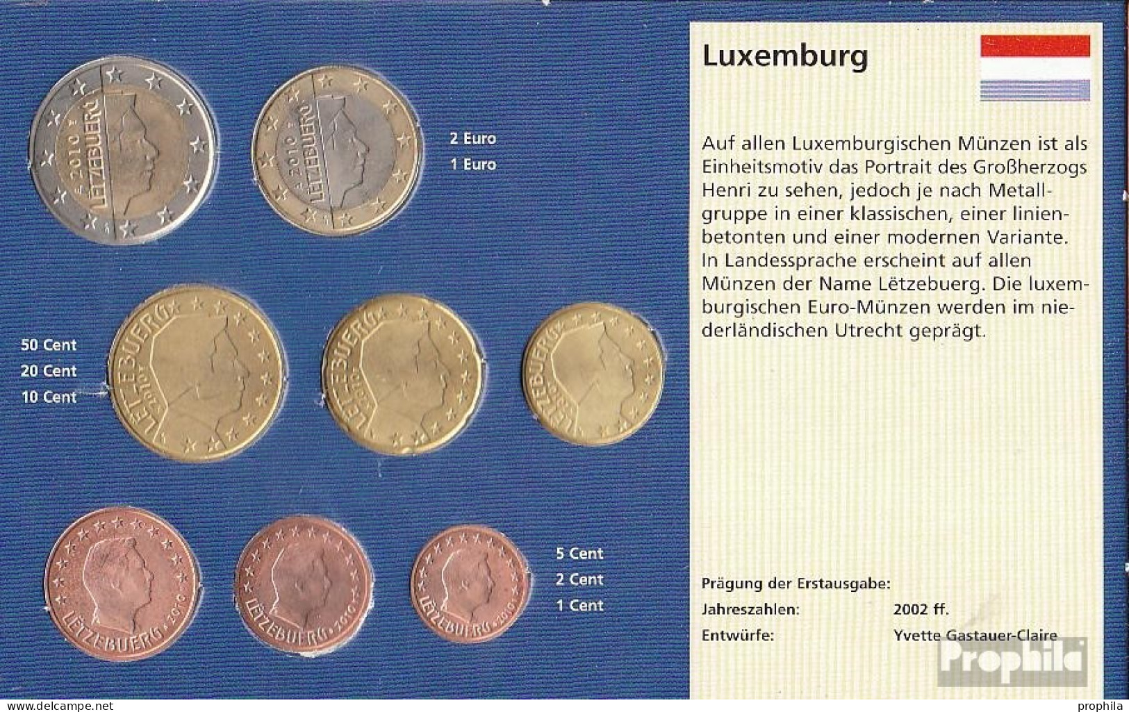 Luxemburg 2010 Stgl./unzirkuliert Kursmünzensatz Stgl./unzirkuliert 2010 EURO Nachauflage - Luxemburg