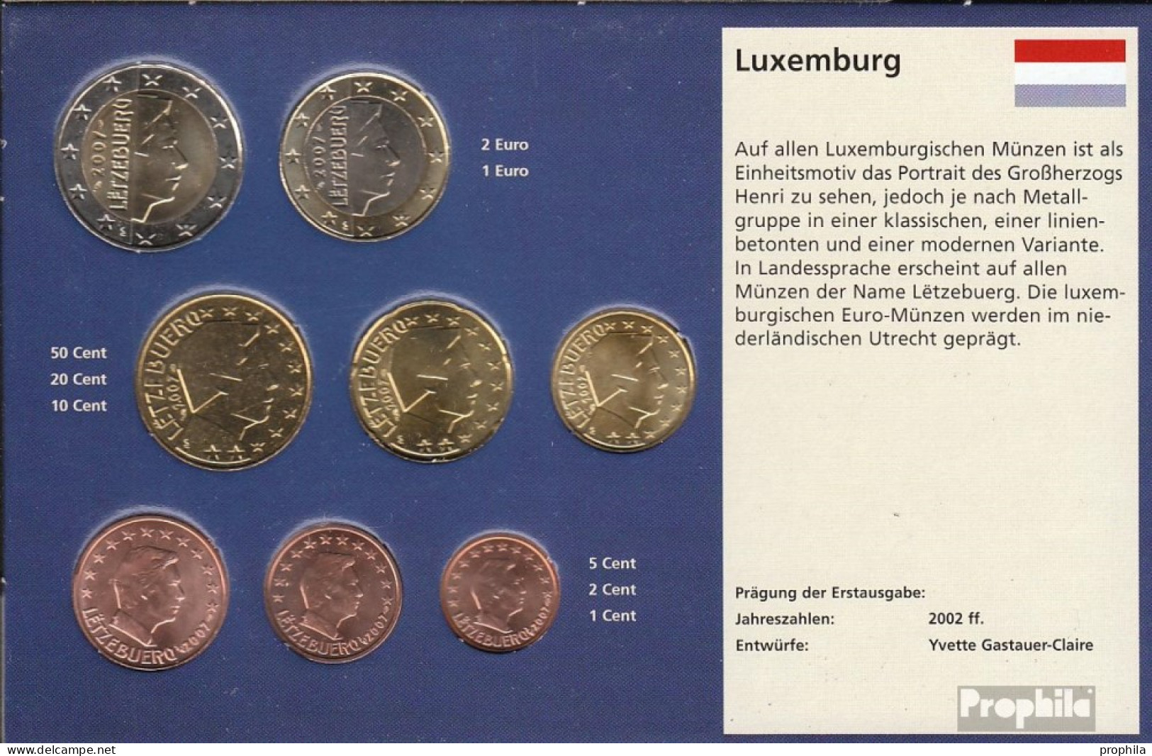 Luxemburg 2007 Stgl./unzirkuliert Kursmünzensatz Stgl./unzirkuliert 2007 EURO Nachauflage - Luxemburg