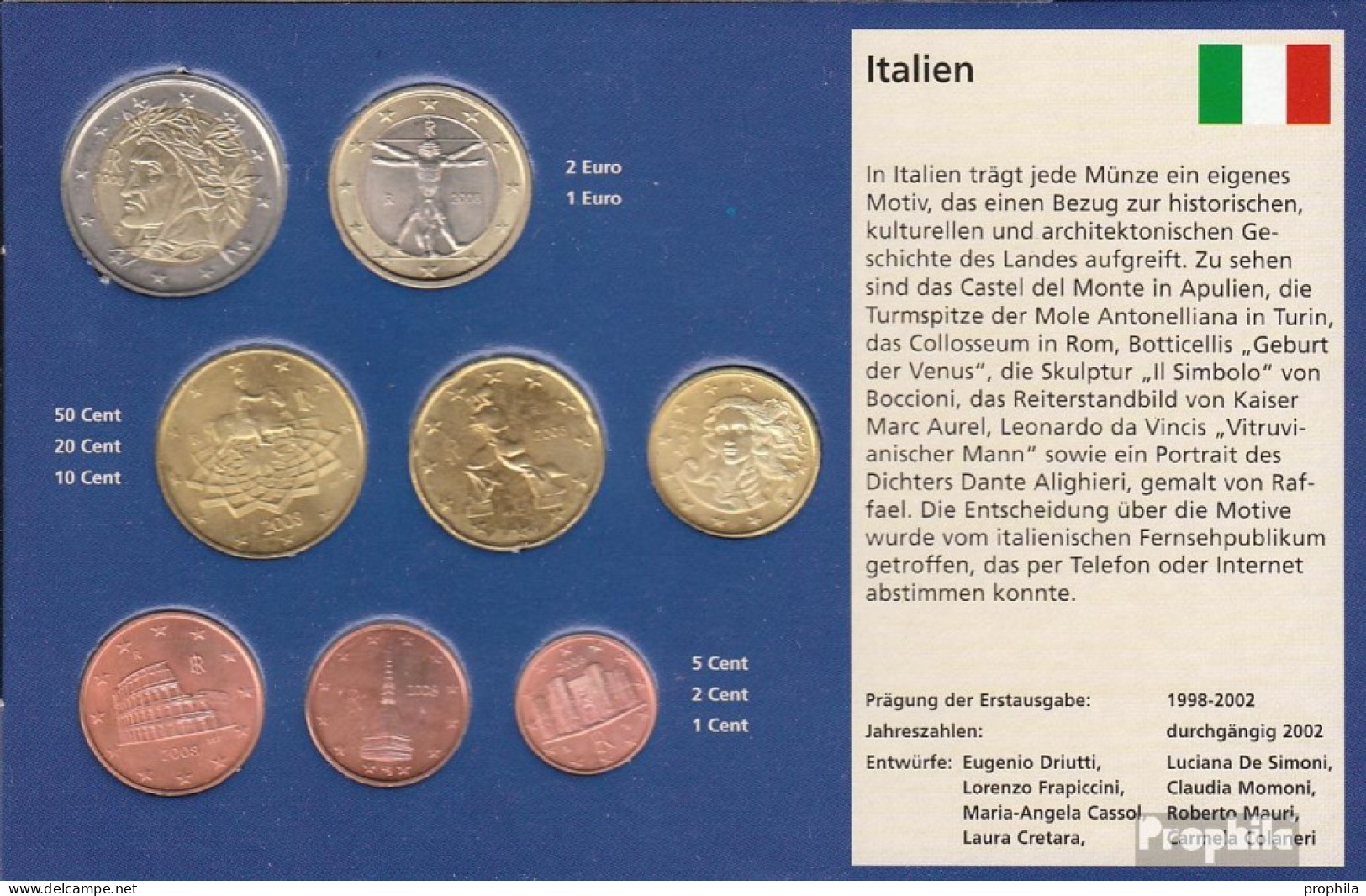 Italien 2008 Stgl./unzirkuliert Kursmünzensatz Stgl./unzirkuliert 2008 EURO-Nachauflage - Italy