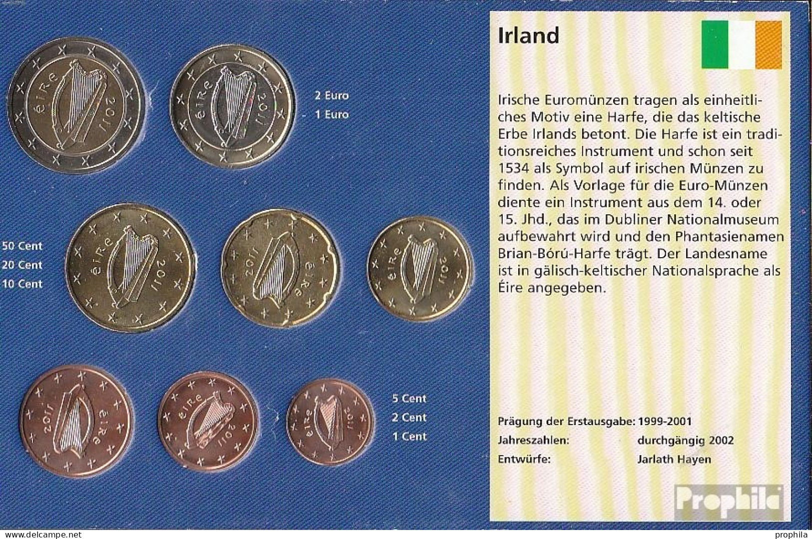 Irland 2011 Stgl./unzirkuliert Kursmünzensatz Stgl./unzirkuliert 2011 EURO-Nachauflage - Irlande