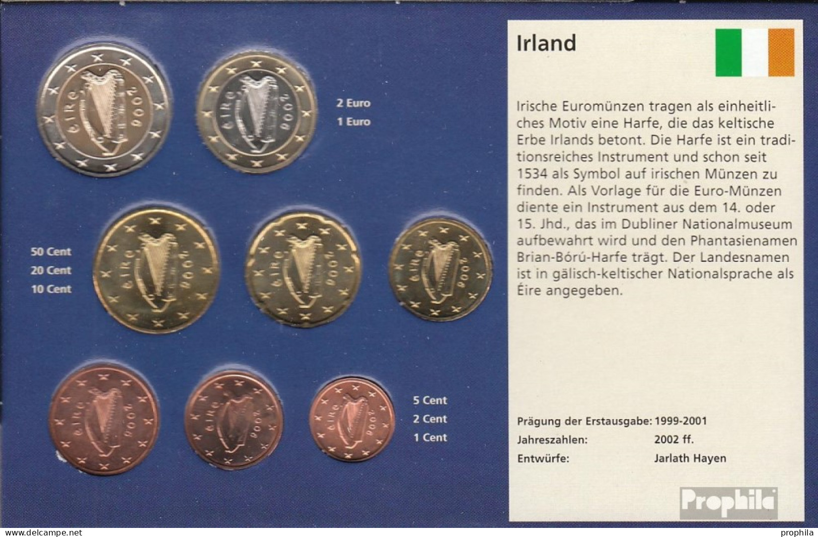 Irland 2006 Stgl./unzirkuliert Kursmünzensatz Stgl./unzirkuliert 2006 EURO-Nachauflage - Irland