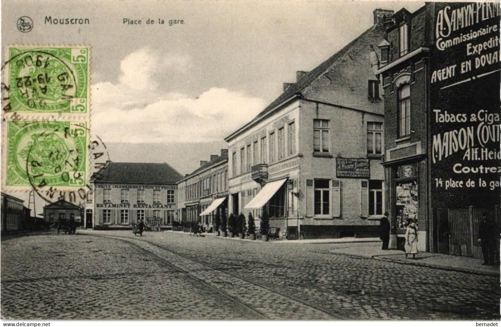 BELGIQUE . MOUSCRON . PLACE DE LA GARE . CERLE COLOMBOPHILE UNION ET PROGRES . RESTAURANT CAMILLE STOCKMAN - Mouscron - Moeskroen