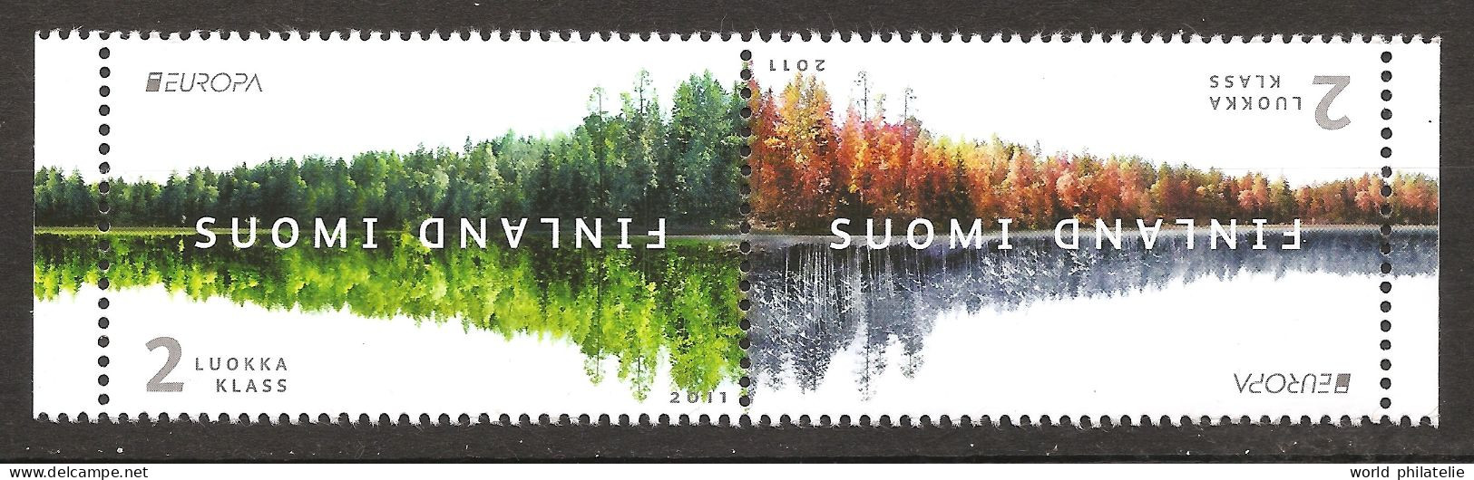 Finlande Finland 2015 N° 2073 / 4 ** Europa, Forêt, Emission Conjointe, Tête Bêche, Parc National Nuurksio Automne Hiver - Ungebraucht