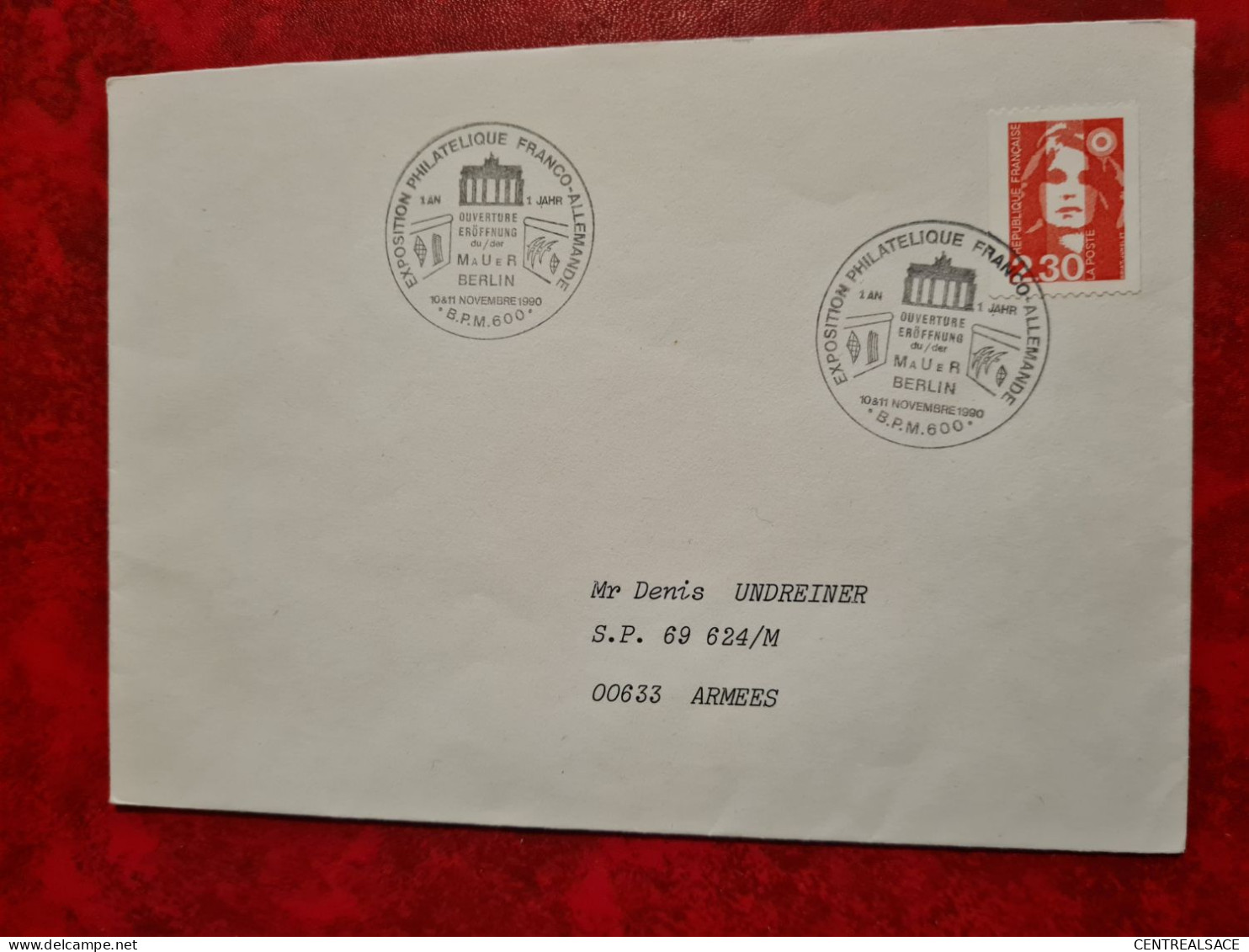 Lettre / Carte 1990 CACHET MILITAIRE EXPO FRANCO ALLEMANDE OUVERTURE MUR DE BERLIN B.P.M. 600 - Other & Unclassified