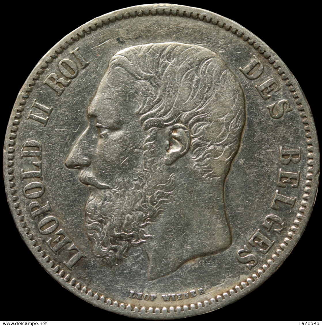 LaZooRo: Belgium 5 Francs 1869 VF / XF - Silver - 5 Frank