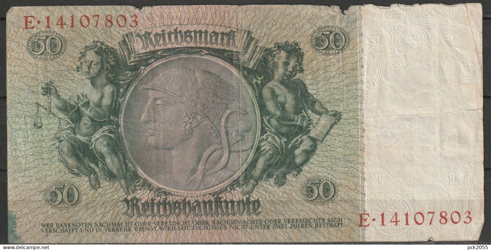 DR.50 Mark Reichsbanknote 30.3.1933 Ros.Nr.175b, P 182 ( D 6799 ) - 50 Reichsmark