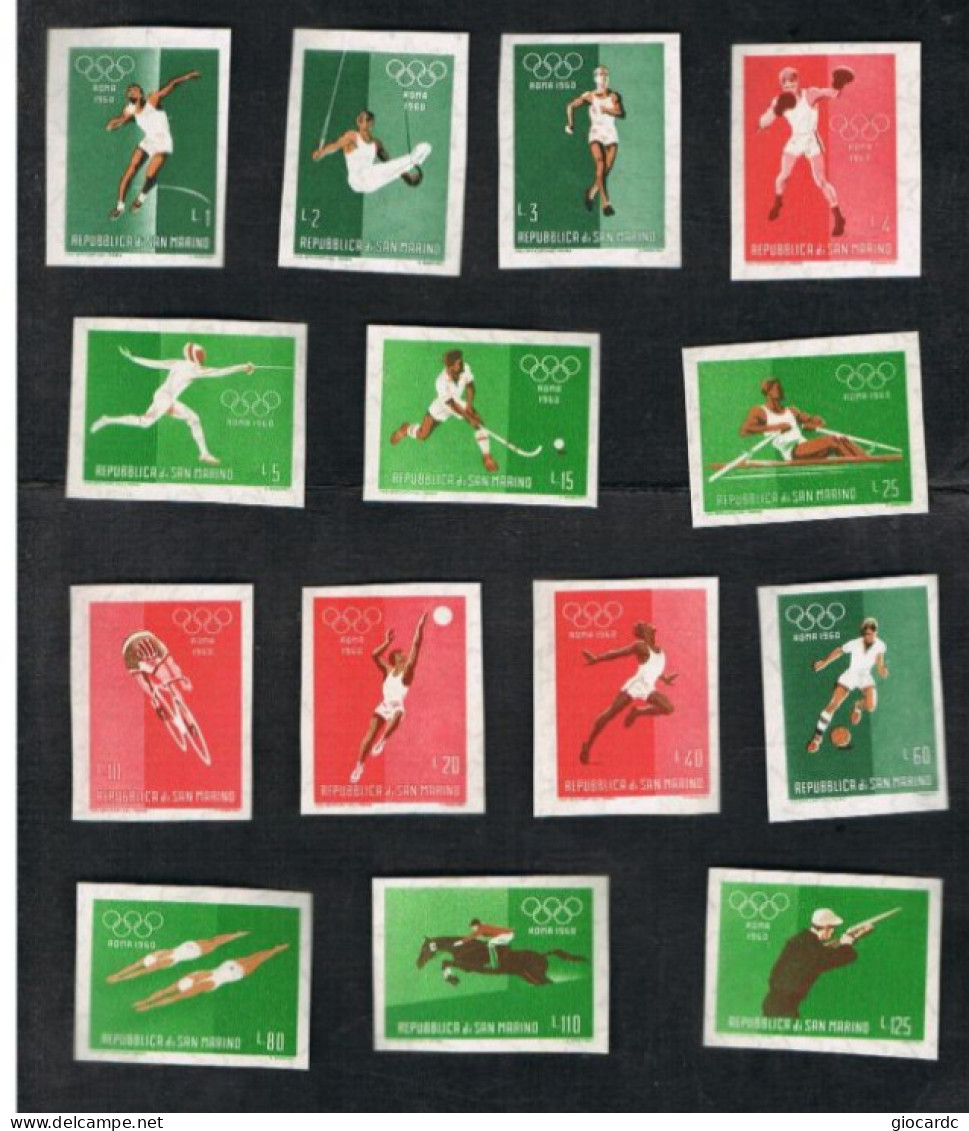 SAN MARINO - UN 536.549    - 1960 GIOCHI OLIMPICI DI ROMA (COMPLET SET OF 14  STAMPS, BY BF)  - MINT ** - Neufs