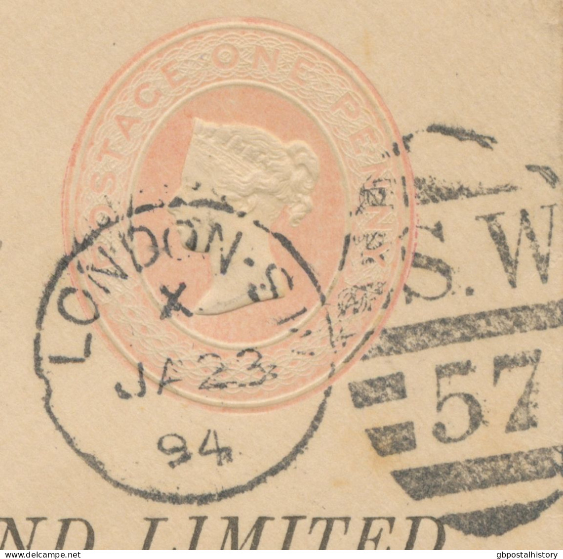 GB 1894, QV 1d Pink Superb Stamped To Order Envelope (ES11, 140 X 85 Mm, London & Westminster Bank) Addressed To The Pro - Briefe U. Dokumente