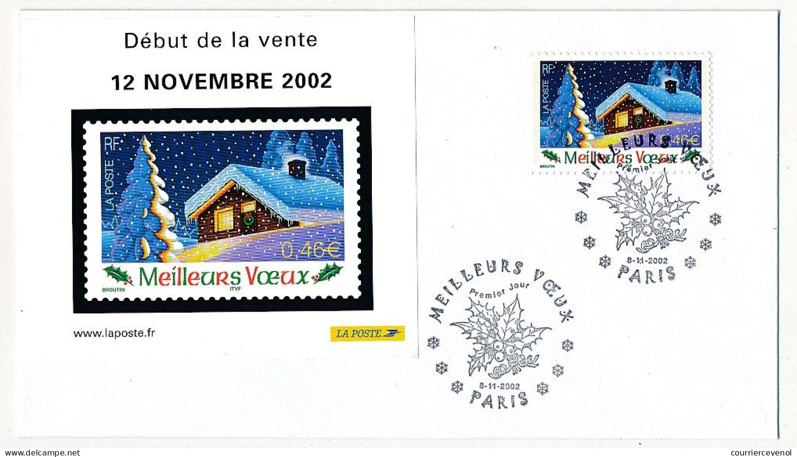 FRANCE - Env. 0,46e Meilleurs Voeux - Paris - 8/11/2002 - 2000-2009