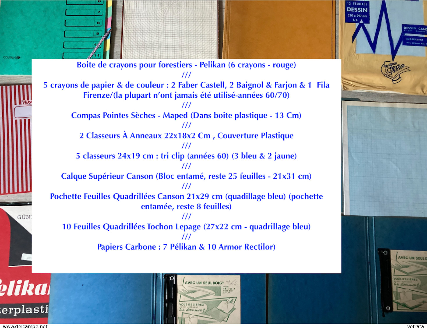 PAPETERIE Des Années 60 = Boite De Crayons Pour Forestiers/5 crayons De Papier & De Couleur/Compas Pointes Sèches/2 Clas - Sonstige & Ohne Zuordnung