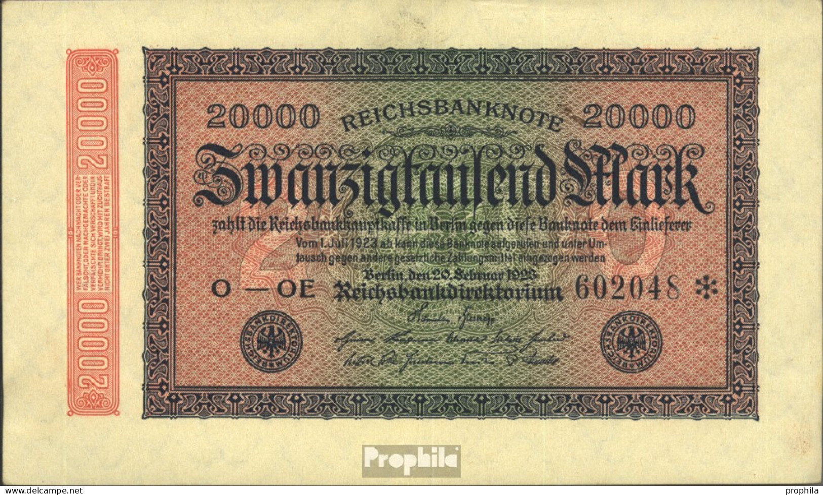 Deutsches Reich Rosenbg: 84g, Wasserzeichen Gitter Mit 8 Gebraucht (III) 1923 20.000 Mark - 20.000 Mark