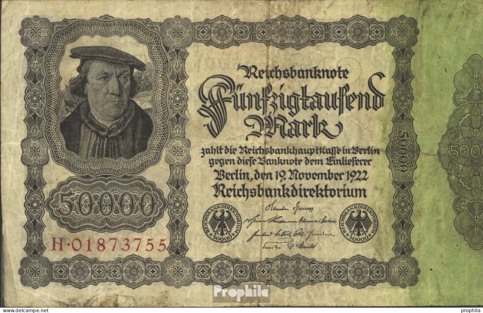 Deutsches Reich Rosenbg: 79b, Reichsdruckerei Rote Kontrollnummer Gebraucht (III) 1922 50.000 Mark - 50.000 Mark