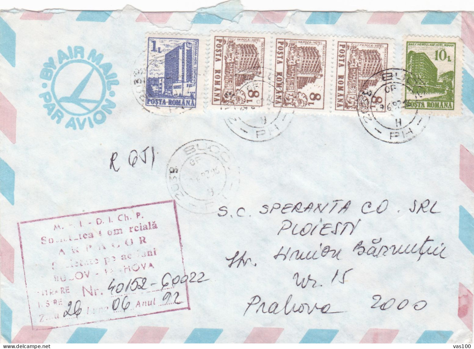 COVERS NICE FRANKING , 1992 ROMANIA - Storia Postale