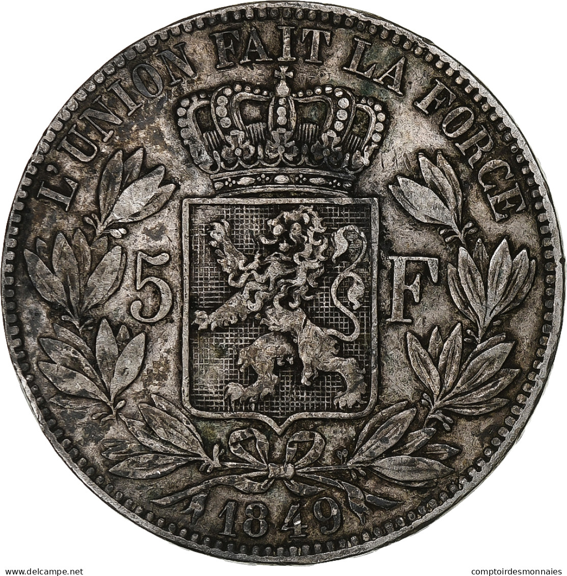Belgique, Leopold I, 5 Francs, 5 Frank, 1849, Bruxelles, TB+, Argent, KM:17 - 5 Francs