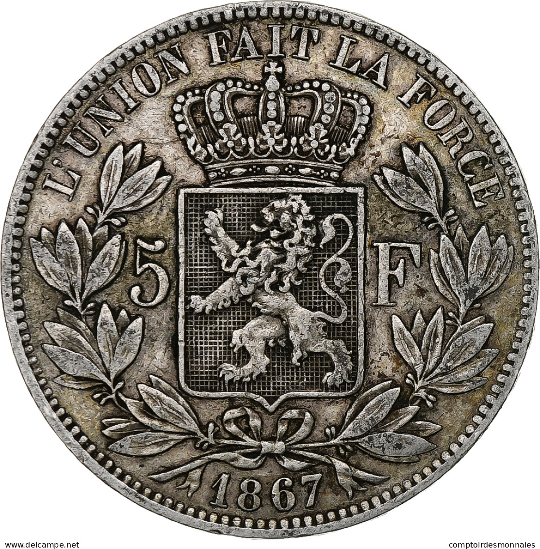 Monnaie, Belgique, Leopold II, 5 Francs, 5 Frank, 1867, Bruxelles, TTB, Argent - 5 Frank