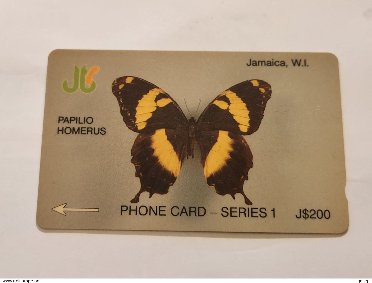 JAMAICA-(8JAMD-JAM-8D)-Butterfly-Papilio Homerus-(2)(8JAMD071162)-(J$200)-used Card+1card Prepiad - Jamaïque