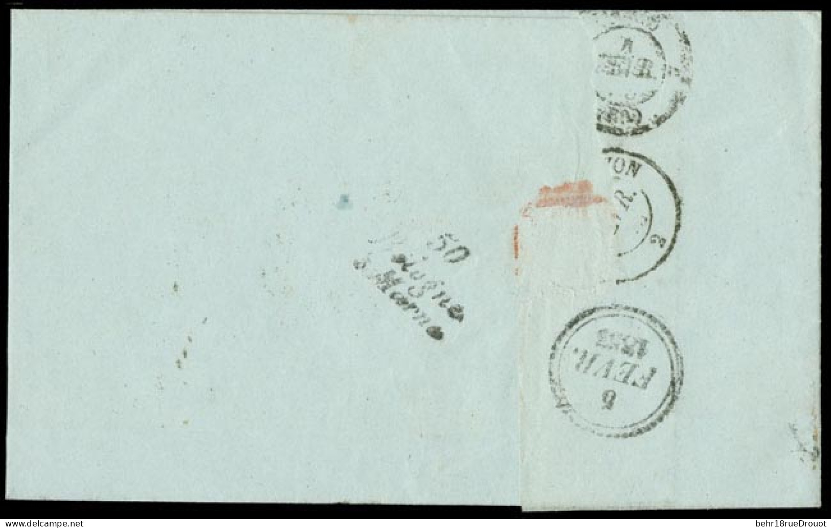 Obl. Lettre Taxée à 25, Frappée Du CàD De TROYES Du 3 Février 1853 à Destination De BOLOGNE-SUR-MARNE. Cursive"50 Bologn - 1849-1850 Ceres