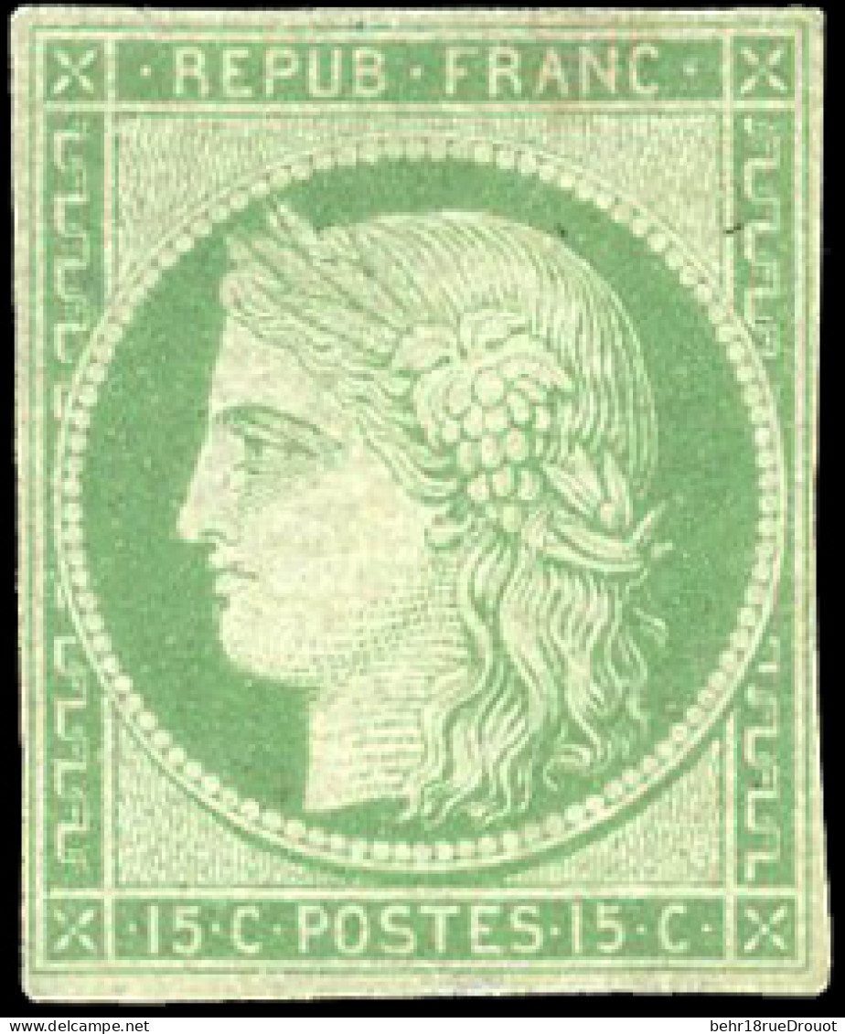 * 2 -- 15c. Vert. Petits Défauts. B. R. - 1849-1850 Cérès