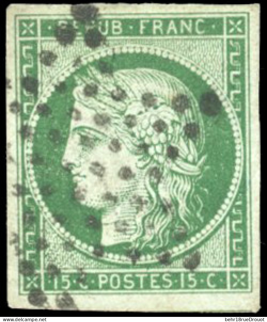 Obl. 2b -- 15c. Vert Foncé. Obl. étoile Légère. Belles Marges. TB. - 1849-1850 Cérès