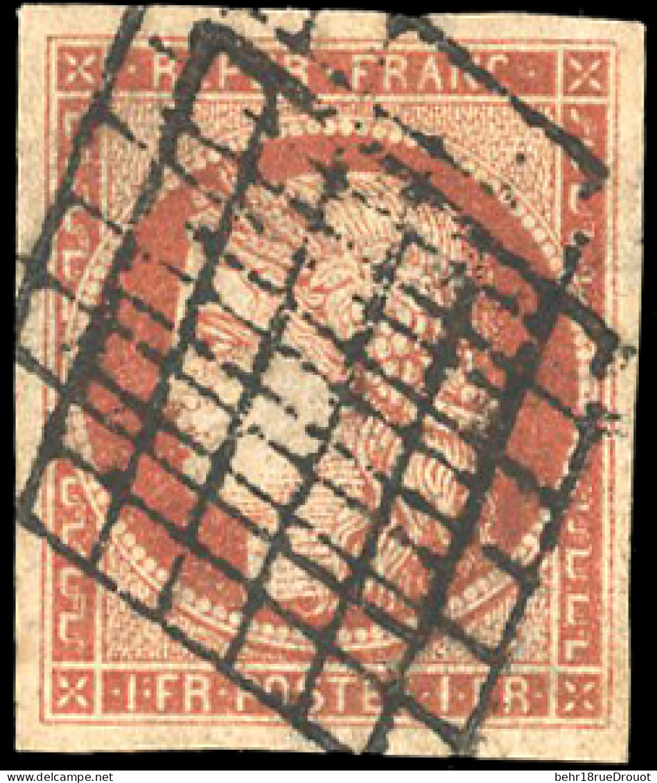 Obl. 7B -- 1F. Vermillon Tendant Vers Le Terne. Obl. Grandes Marges. TB. RR. - 1849-1850 Cérès