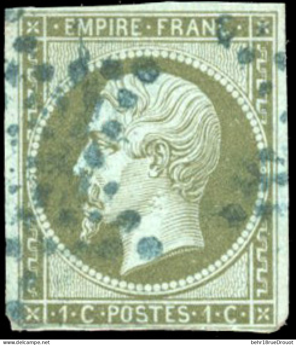 Obl. 11 -- 1c. Olive. Obl. étoile Bleue. TB. - 1853-1860 Napoléon III